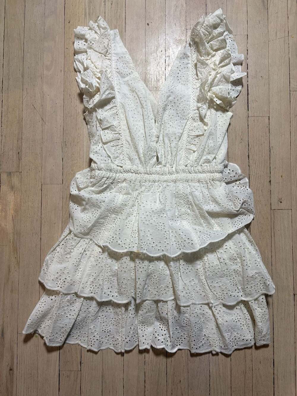 Love The Label White Eyelet Ruffle Tiered Mini Dress